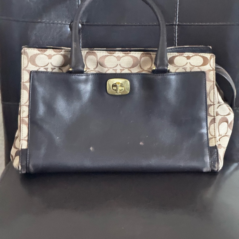 Coach Black and Brown Signature Satchel